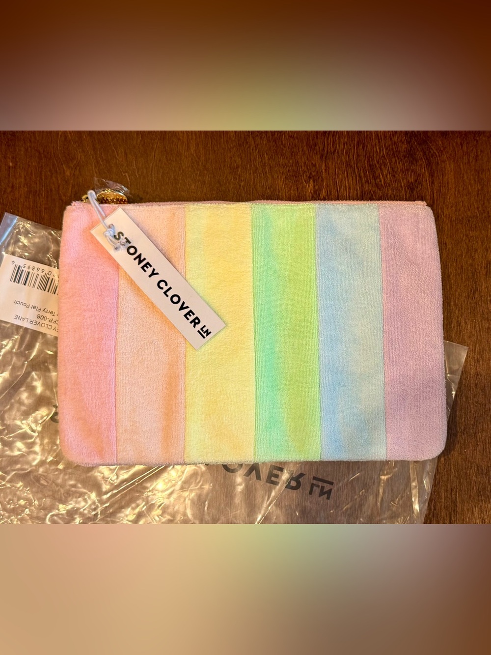 NWT Stoney Clover Rainbow Terry Flat Pouch